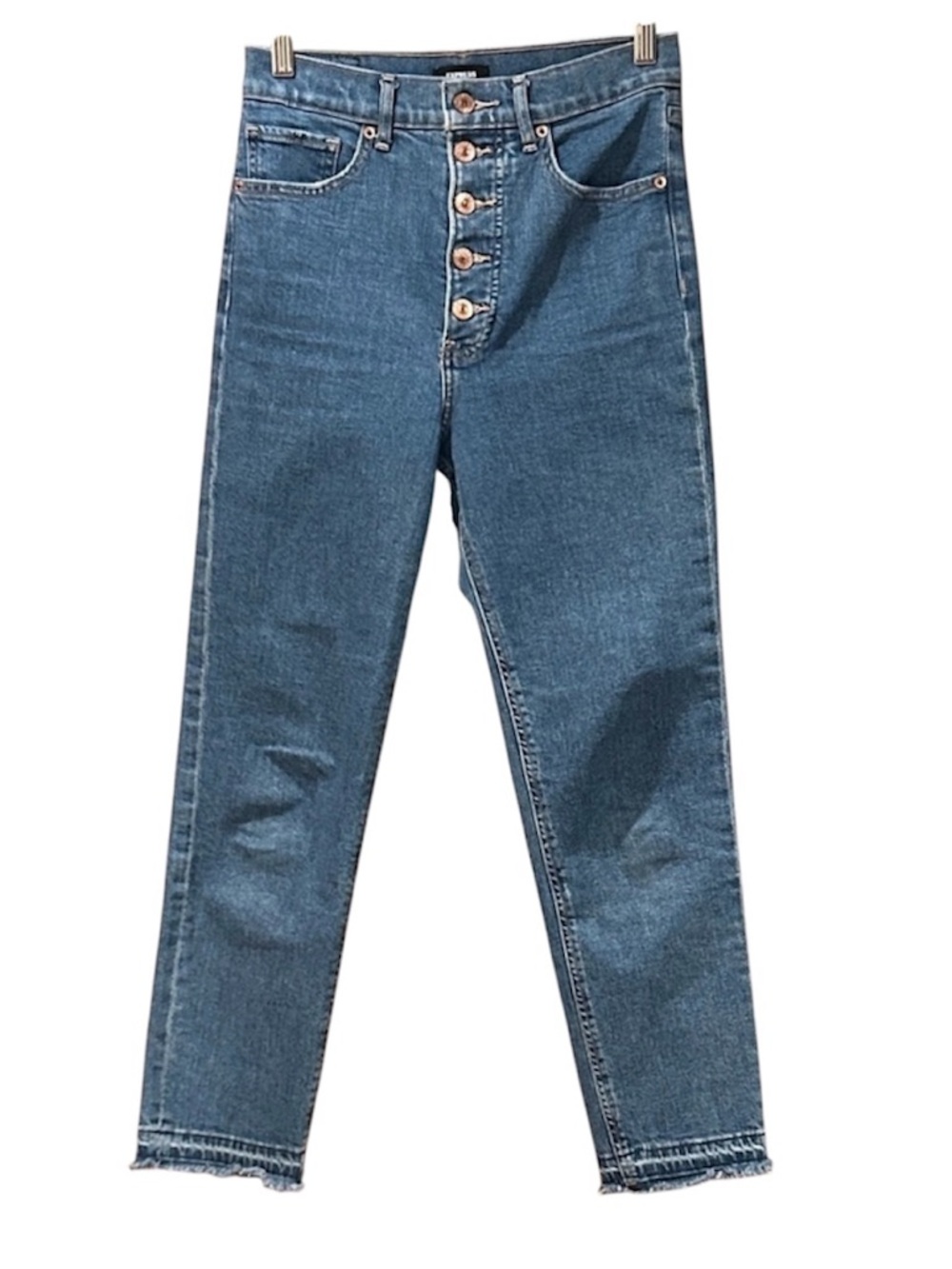 EXPRESS Mom Jeans Women's 4 Super High Rise Button Fly Cropped Denim Pant